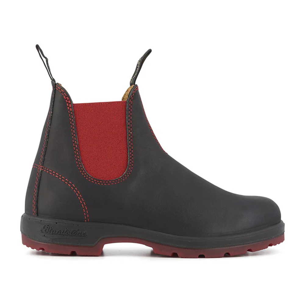 Blundstone Black Leather Chelsea Boots with Red Elastic